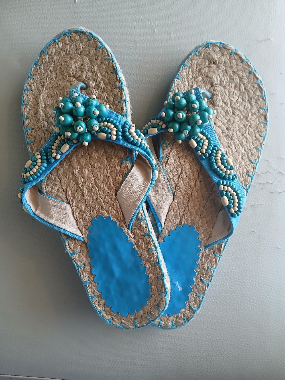 TURGUOISE Beaded Women’s Sandals - Summer Slip-On Comfort